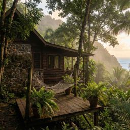 Eco lodges in Dominica rainforest eco-lodge with sea view