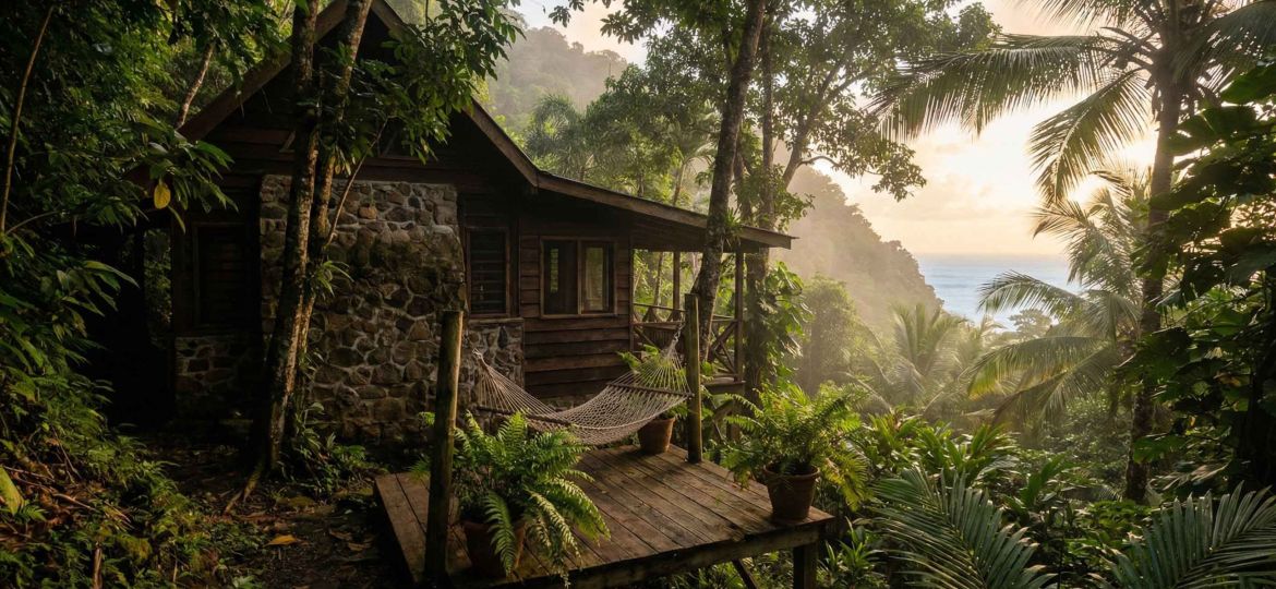 Eco lodges in Dominica rainforest eco-lodge with sea view