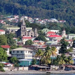 Map and scenic views of different regions to stay in Dominica